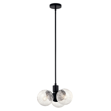 Kichler 52700BK - Silvarious 16.5 Inch 3 Light Convertible Pendant with Clear Crackled Glass in Black