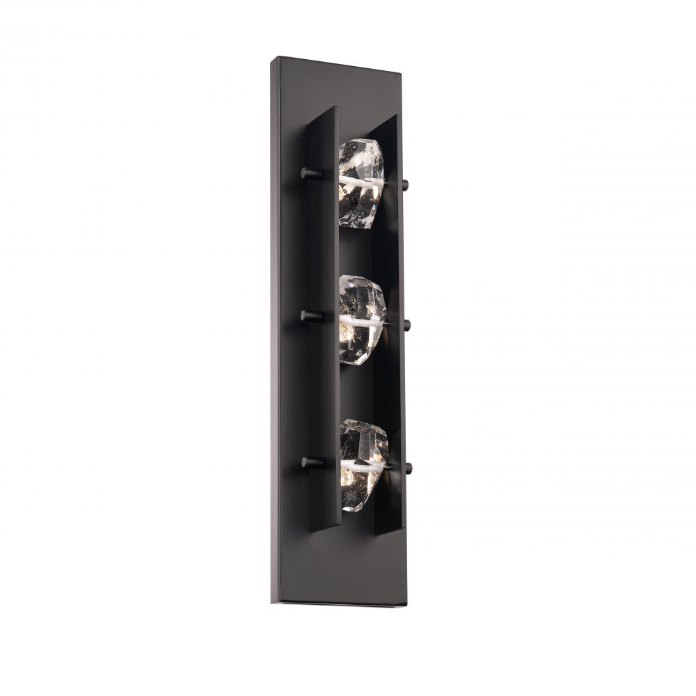 Strata 22in LED 3000K/3500K/4000K 120V-277V Outdoor Wall Sconce in Black with Optic Haze Quartz