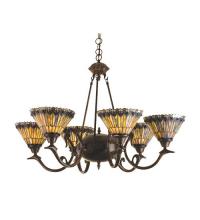 Meyda Green 16099 - 33"W Tiffany Jeweled Peacock 6 LT Chandelier