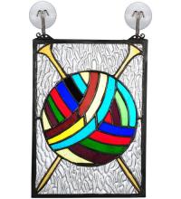 Meyda Green 72347 - 6"W X 9"H Ball of Yarn W/Needles Stained Glass Window