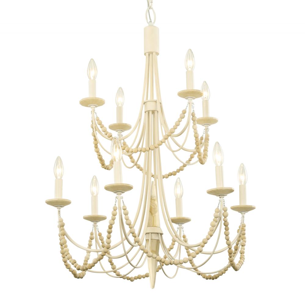Brentwood 10-Lt 2-Tier Chandelier - Country White
