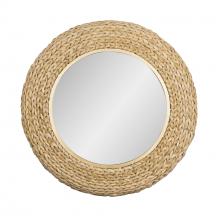 Varaluz 457MI30FGN - Athena 30-in Round Wall Mirror - French Gold/Natural Seagrass