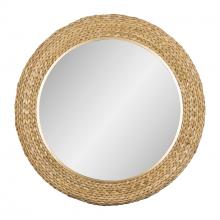 Varaluz 457MI40FGN - Athena 40-in Round Wall Mirror - French Gold/Natural Seagrass