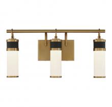 Savoy House 8-1638-3-143 - Abel 3-Light LED Bathroom Vanity Light in Matte Black with Warm Brass Accents