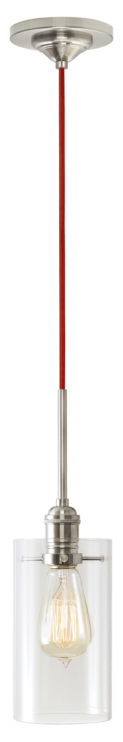 Pendant Retro Cylinder II Amber Glass PN E26 Retro 60W Red Cord