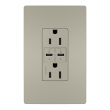 Legrand R26USBPDNICC6 - radiant? 15A Tamper Resistant Ultra Fast PLUS Power Delivery USB Type C/C Outlet, Nickel