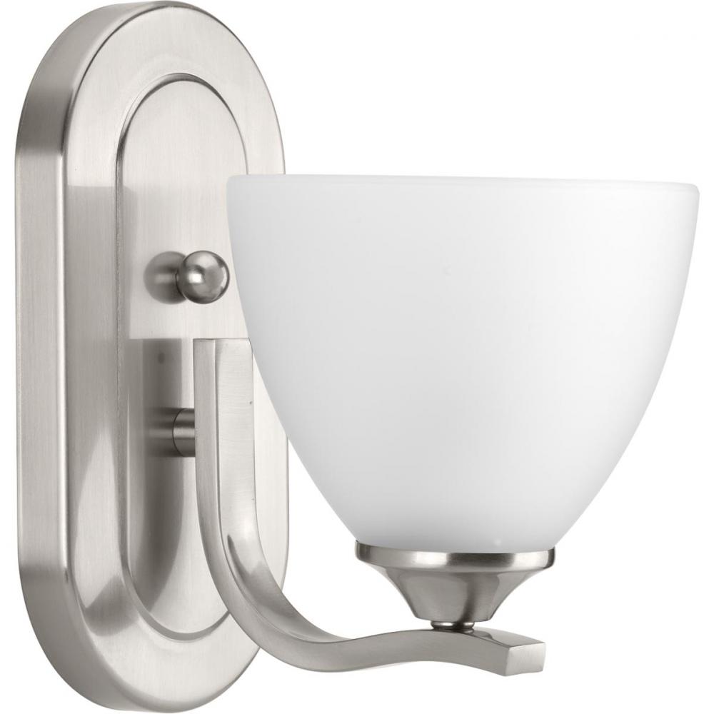 Laird Collection One-Light Brushed Nickel Etched Glass Traditional Bath Vanity Light