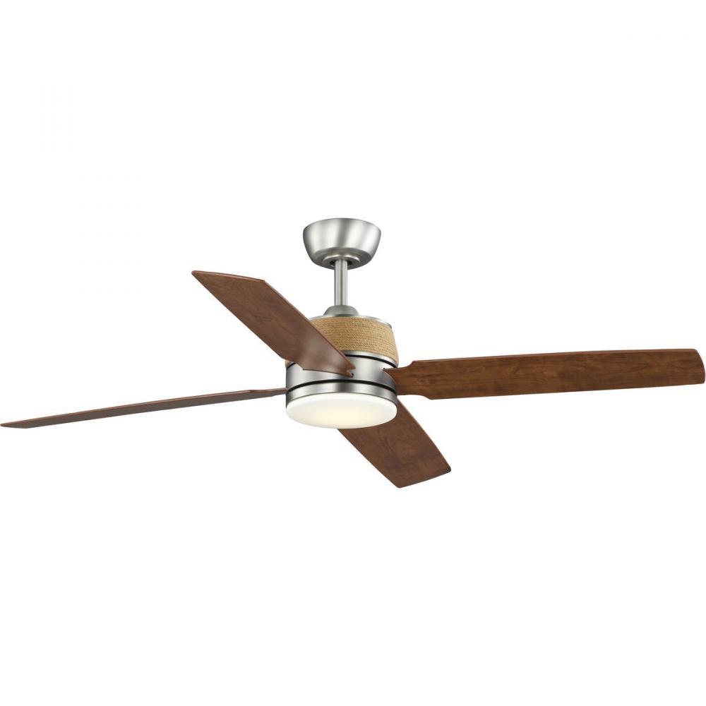 Schaffer II Collection 56 in. Four-Blade Modern Organic Ceiling Fan with Integrated LED Light