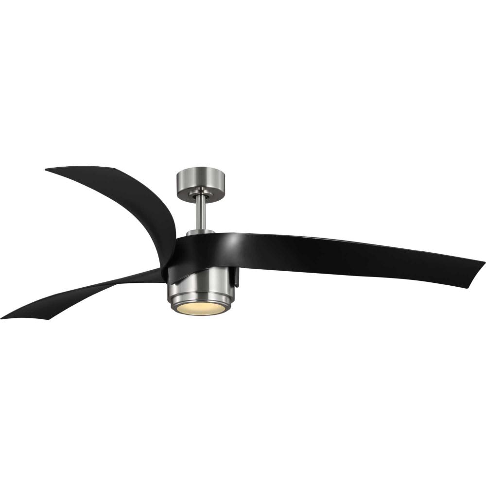 Insigna Collection 60-in Three-Blade Brushed Nickel Contemporary Ceiling Fan with Matte Black Blades