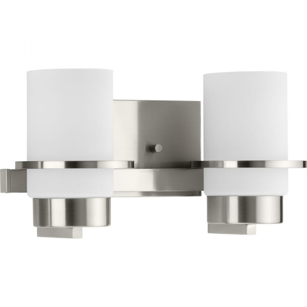Reiss Collection Two-Light Modern Farmhouse Brushed Nickel Vanity Light