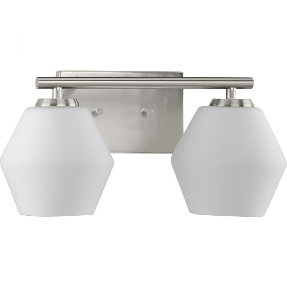 Copeland Collection Two-Light Brushed Nickel Mid-Century Modern Vanity Light