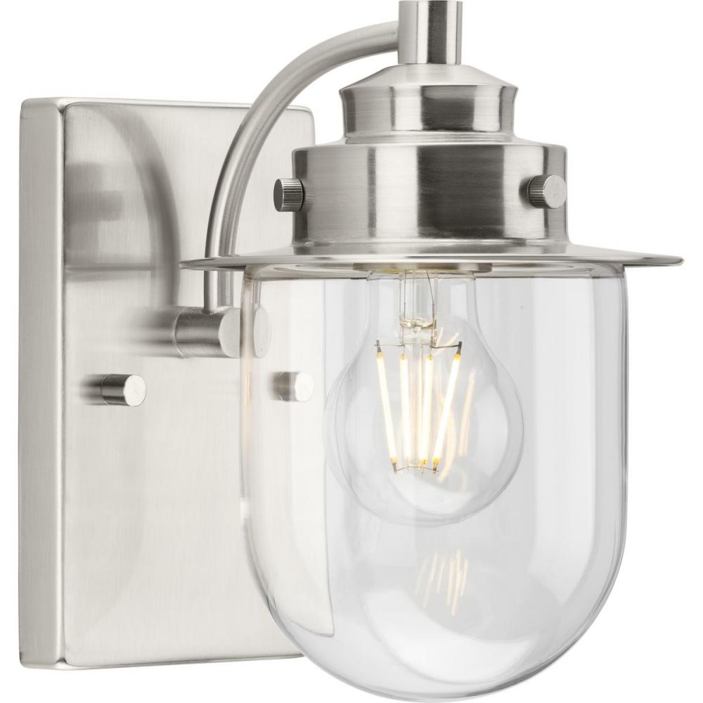 Northlake Collection One-Light Brushed Nickel Clear Glass Transitional Bath Light