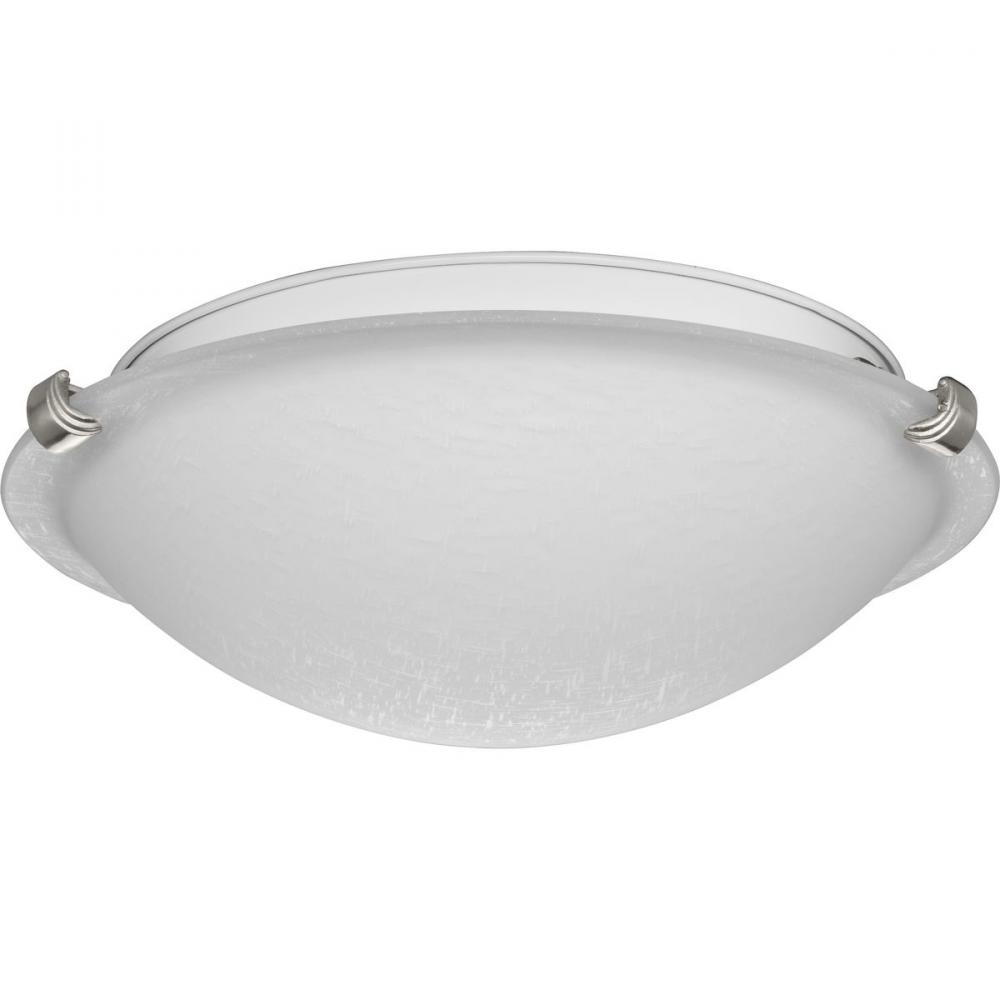 Linen Dome 12-1/4" Two-Light Transitional Brushed Nickel Etched Linen Glass Flush-Mount Light