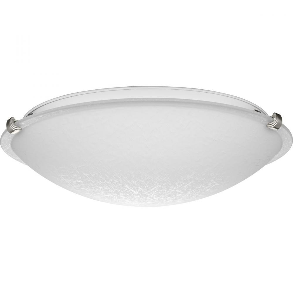 Linen Dome 16-1/4" Three-Light Transitional Brushed Nickel Etched Linen Glass Flush-Mount Light