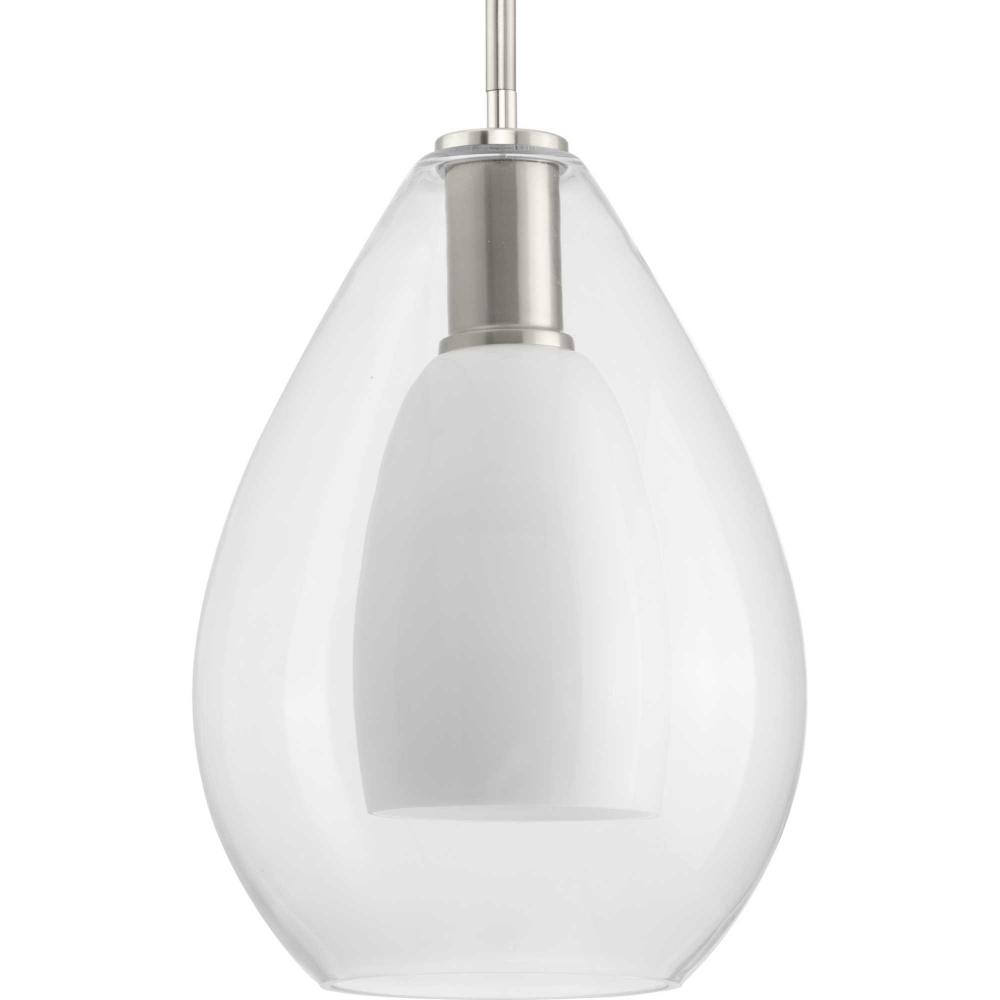 Carillon Collection One-Light Brushed Nickel Contemporary Pendant