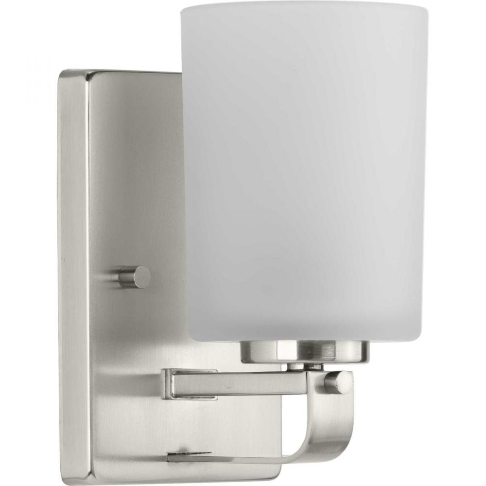 League Collection One-Light Brushed Nickel and Etched Glass Modern Farmhouse Bath Vanity Light