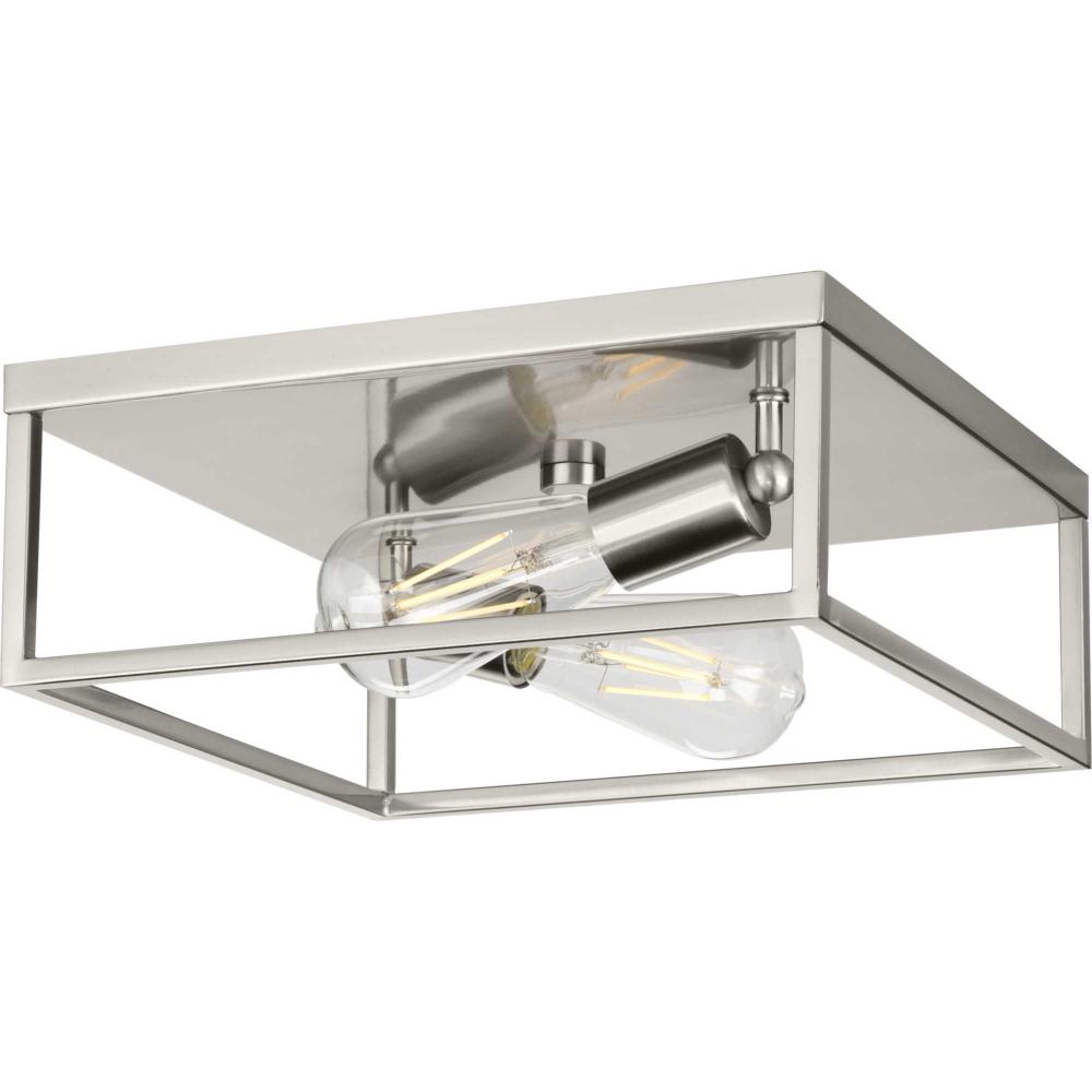 Perimeter Collection Two-Light Brushed Nickel Modern Style Flush Mount Ceiling Light