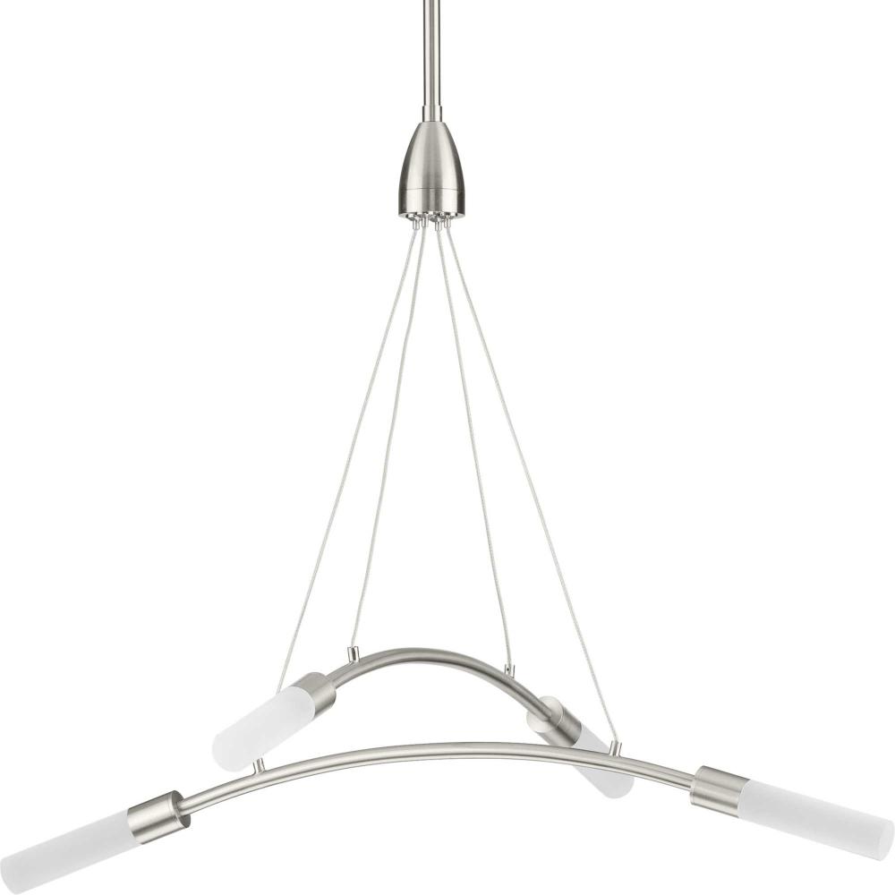 Kylo LED Collection Four-Light Brushed Nickel and Frosted Acrylic Modern Style Chandelier Light
