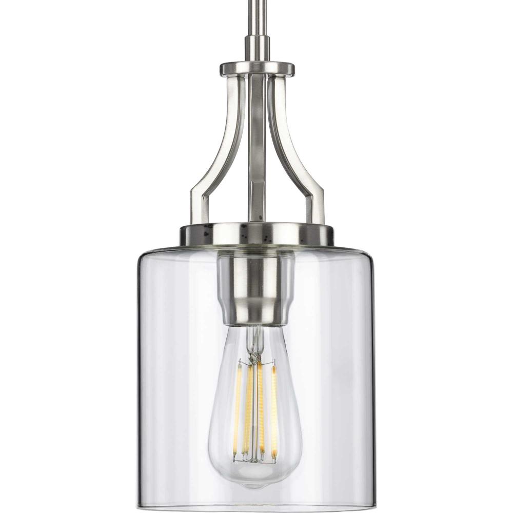 Lassiter Collection One-Light Brushed Nickel Clear Glass Modern Pendant Light