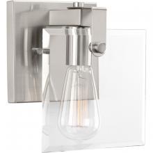 Progress P300105-009 - Glayse Collection One-Light Brushed Nickel Clear Glass Luxe Bath Vanity Light