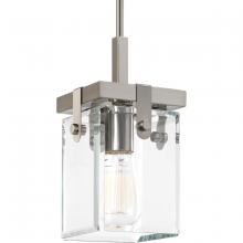 Progress P500073-009 - Glayse Collection One-Light Brushed Nickel Clear Glass Luxe Pendant Light