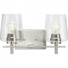 Progress P300361-009 - Calais Collection Two-Light New Traditional Brushed Nickel Clear Glass Bath Vanity Light