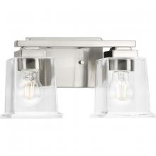 Progress P300378-009 - Gilmour Collection Two-Light Modern Farmhouse Brushed Nickel Clear Glass Bath Vanity Light