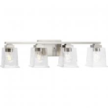 Progress P300380-009 - Gilmour Collection Four-Light Modern Farmhouse Brushed Nickel Clear Glass Bath Vanity Light