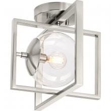Progress P350218-009 - Atwell Collection 10" One-Light Mid-Century Modern Brushed Nickel Clear Glass Semi-Flush Mount L