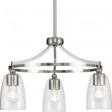 Progress P400295-009 - Parkhurst Collection Three-Light New Traditional Brushed Nickel Clear Glass Chandelier Light