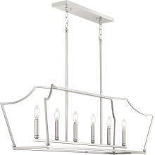 Progress P400300-009 - Parkhurst Collection Six-Light New Traditional Brushed Nickel  Linear Island Chandelier Light