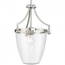 Progress P500360-009 - Parkhurst Collection One-Light New Traditional Brushed Nickel Clear Glass Mini-Pendant Light