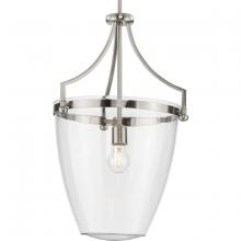 Progress P500361-009 - Parkhurst Collection One-Light New Traditional Brushed Nickel Clear Glass Pendant Light