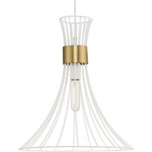 Progress P500365-028 - Lorin Collection One-Light Mid-Century Modern Satin White Metal Pendant Light