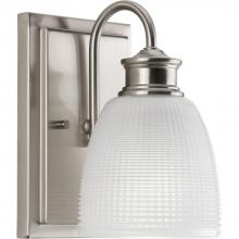 Progress P2115-09 - Lucky Collection One-Light Brushed Nickel Frosted Prismatic Glass Coastal Bath Vanity Light