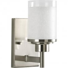 Progress P2959-09 - Alexa Collection One-Light Brushed Nickel Etched Linen With Clear Edge Glass Modern Bath Vanity Ligh