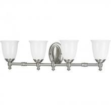 Progress P3041-09 - Victorian Collection Four-Light Brushed Nickel White Opal Glass Farmhouse Bath Vanity Light