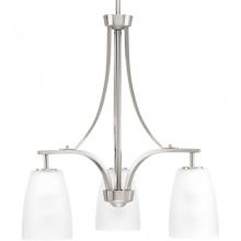 Progress P400042-009 - Leap Collection Three-Light Brushed Nickel Etched Glass Modern Chandelier Light