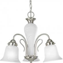 Progress P4390-09 - Bedford Collection Three-Light Brushed Nickel Etched Alabaster Glass Traditional Chandelier Light