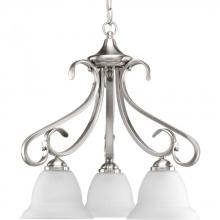 Progress P4405-09 - Torino Collection Three-Light Brushed Nickel Etched Glass Transitional Chandelier Light