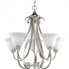 Progress P4416-09 - Torino Collection Five-Light Brushed Nickel Etched Glass Transitional Chandelier Light