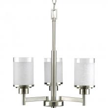 Progress P4458-09 - Alexa Collection Three-Light Brushed Nickel Etched Linen With Clear Edge Glass Modern Chandelier Lig