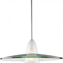 Progress P5012-09 - Modern Pendant  One-Light Brushed Nickel Clear and Etched Glass Pendant Light