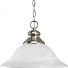 Progress P5090-09 - Bedford Collection One-Light Brushed Nickel Etched Alabaster Glass Traditional Pendant Light
