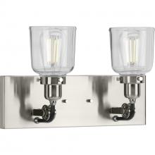 Progress P300227-009 - Rushton Collection Two-Light Brushed Nickel Clear Glass Farmhouse Bath Vanity Light