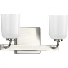 Progress P300281-009 - Moore Collection Two-Light Brushed Nickel White Opal Glass Luxe Bath Vanity Light