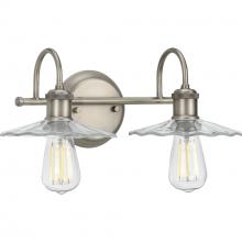 Progress P300287-081 - Fayette Collection Two-Light Antique Nickel Clear Glass Farmhouse Bath Vanity Light