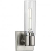 Progress P300299-009 - Clarion Collection One-Light Brushed Nickel and Clear Glass Modern Style Bath Vanity Wall Light