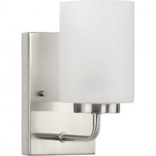 Progress P300327-009 - Merry Collection One-Light Brushed Nickel and Etched Glass Transitional Style Bath Vanity Wall Light