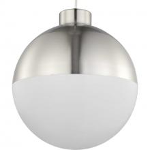 Progress P500148-009-30 - Globe LED Collection One-Light Brushed Nickel Opal Glass Mid-Century Modern Pendant Light